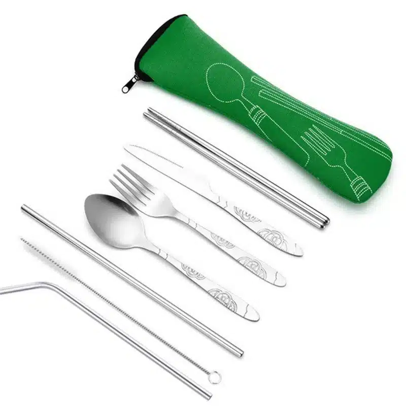 Stylish Engraved Portable Stainless Steel Cutlery Set